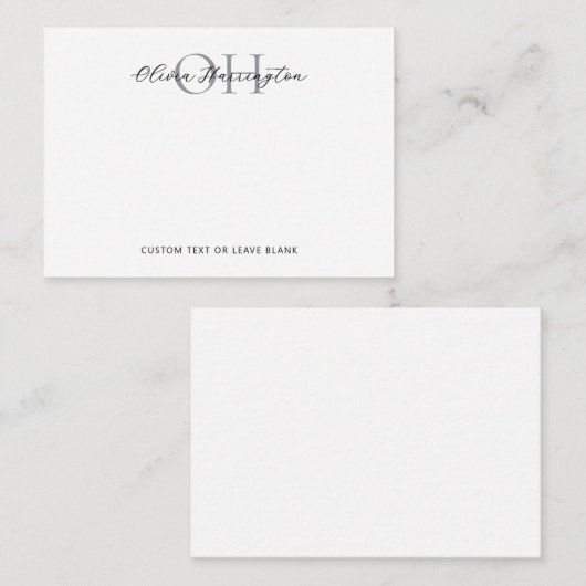 Moderne Schwarz-Weiß-Script-Klassik Mitteilungskarte (Vorne/Hinten)