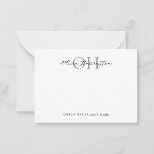 Moderne Schwarz-Weiß-Script-Klassik Mitteilungskarte (Vorderseite)