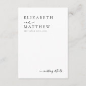 Moderne Schwarz-Weiß-Script-QR-Hochzeit Begleitkarte (Rückseite)