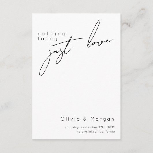 Moderne Schwarz-Weiß-Script-QR-Hochzeit Begleitkarte (Rückseite)