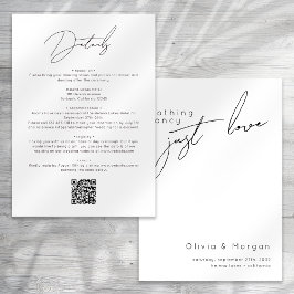 Moderne Schwarz-Weiß-Script-QR-Hochzeit Begleitkarte
