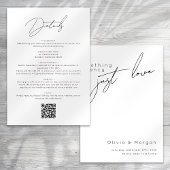 Moderne Schwarz-Weiß-Script-QR-Hochzeit Begleitkarte