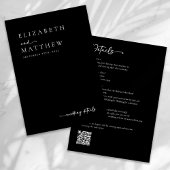 Moderne Schwarz-Weiß-Script-QR-Hochzeit Begleitkarte