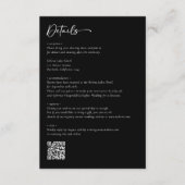 Moderne Schwarz-Weiß-Script-QR-Hochzeit Begleitkarte (Vorderseite)