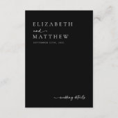 Moderne Schwarz-Weiß-Script-QR-Hochzeit Begleitkarte (Rückseite)