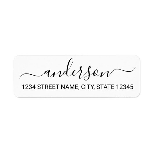 Moderne Schwarz-Weiß-Script-Rücksendeadresse (Vorne)