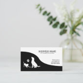 Moderne Schwarz-Weiß-Silhouette Hundwandern Visitenkarte (Stehend Vorderseite)