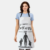 Moderne Schwarz-Weiß-Silhouette Vatertagskarte Schürze (Getragen)