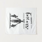 Moderne Schwarz-Weiß-Silhouette Vatertagskarte Wandteppich (Vorderseite (Horizontal))