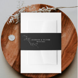 Moderne Schwarz-Weiß-Skizzenblütenhochzeit Einladungsbanderole