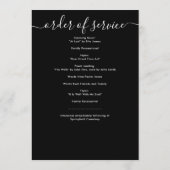 Moderne Schwarz-Weiß-Skriptbeerdigung Programm (Rückseite)