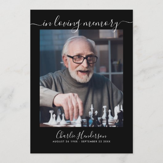 Moderne Schwarz-Weiß-Skriptbeerdigung Programm (Vorderseite)