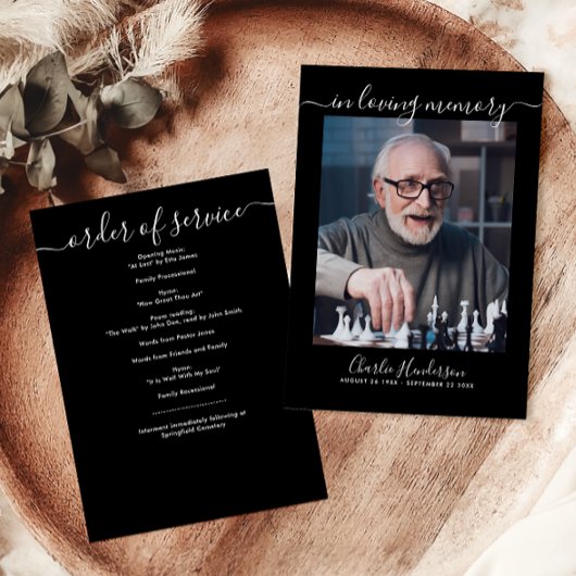 Moderne Schwarz-Weiß-Skriptbeerdigung Programm