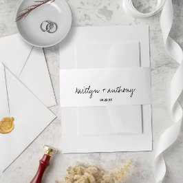 Moderne Schwarz-Weiß-Skripte Minimalistische Hochz Einladungsbanderole