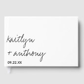 Moderne Schwarz-Weiß-Skripte Minimalistische Hochz Gästebuch (Vorderseite)