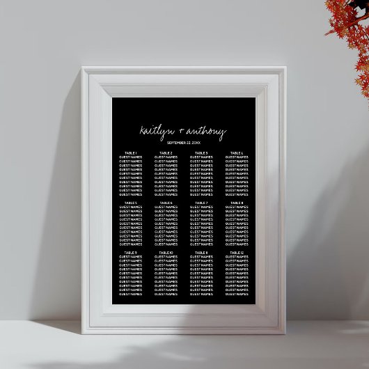 Moderne Schwarz-Weiß-Skripte Minimalistische Hochz Poster