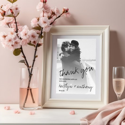 Moderne Schwarz-Weiß-Skripte Minimalistische Hochz Poster