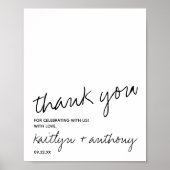 Moderne Schwarz-Weiß-Skripte Minimalistische Hochz Poster (Vorne)