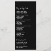 Moderne Schwarz-Weiß-Skripte Minimalistische Hochz Programm (Rückseite)