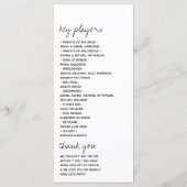 Moderne Schwarz-Weiß-Skripte Minimalistische Hochz Programm (Rückseite)