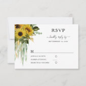 Moderne Schwarz-Weiß-Sonnenblumen-Hochzeit RSVP Karte (Vorderseite)