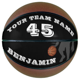 Moderne Schwarz-Weiß-Spieler-Team-Name-Nummer Basketball