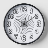 Moderne Schwarz-Weiß-Spirale Funky Numerals-Uhr-⏰ Uhr (Vorderseite)