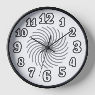 Moderne Schwarz-Weiß-Spirale Funky Numerals-Uhr-⏰ Uhr