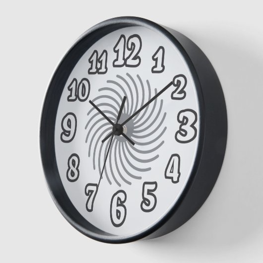 Moderne Schwarz-Weiß-Spirale Funky Numerals-Uhr-⏰ Uhr (Winkel)
