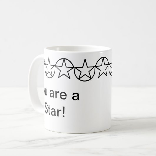 Moderne Schwarz-Weiß-Star-Mug Kaffeetasse (Vorderseite Links)