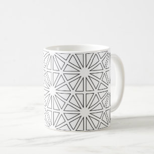 Moderne Schwarz-Weiß-Sternenexplosions-Geometrie  Kaffeetasse