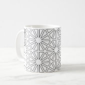 Moderne Schwarz-Weiß-Sternenexplosions-Geometrie Kaffeetasse (Vorderseite Links)