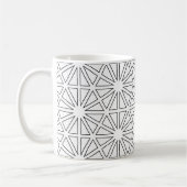 Moderne Schwarz-Weiß-Sternenexplosions-Geometrie Kaffeetasse (Links)