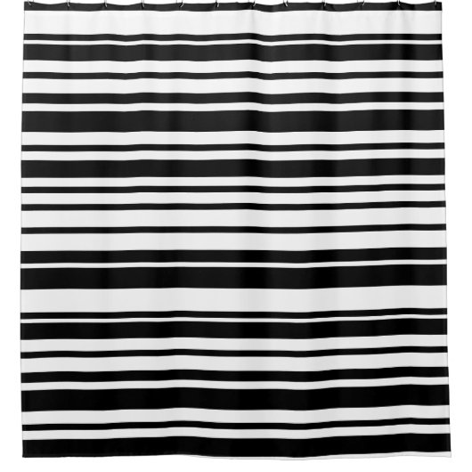 Moderne Schwarz-Weiß-Streifen Abstrakt Duschvorhang (Vorderseite)