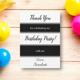 Moderne Schwarz-Weiß Streifen Elegant Geburtstag Dankeskarte