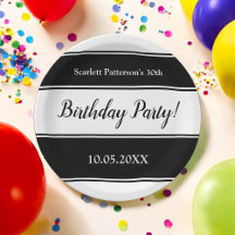 Moderne Schwarz-Weiß Streifen Elegant Geburtstag