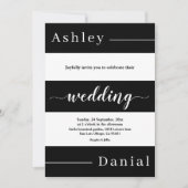 Moderne Schwarz-Weiß-Streifen Elegante Hochzeit Einladung (Vorderseite)