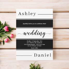 Moderne Schwarz-Weiß-Streifen Elegante Hochzeit Einladung