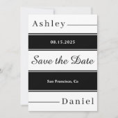 Moderne Schwarz-Weiß-Streifen Elegante Hochzeit Save The Date (Vorderseite)