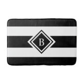 Moderne Schwarz-Weiß-Streifen Mit Monogramm Badematte (Vorderseite)