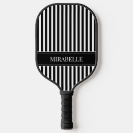 Moderne Schwarz-Weiß-Streifen Personalisiert Pickleball Schläger