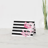 Moderne Schwarz-Weiß Streifen rosa Flamingo Dankeskarte (Vorderseite)