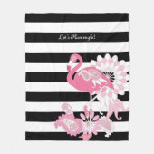 Moderne Schwarz-Weiß Streifen rosa Flamingo Fleecedecke (Vorderseite)