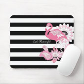 Moderne Schwarz-Weiß Streifen rosa Flamingo Mousepad (Mit Mouse)