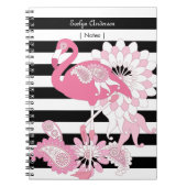 Moderne Schwarz-Weiß Streifen rosa Flamingo Notizblock (Vorderseite)