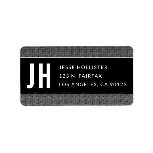 Moderne Schwarz-Weiß-Streifen Rücksendeadresse Adressaufkleber (Vorne)