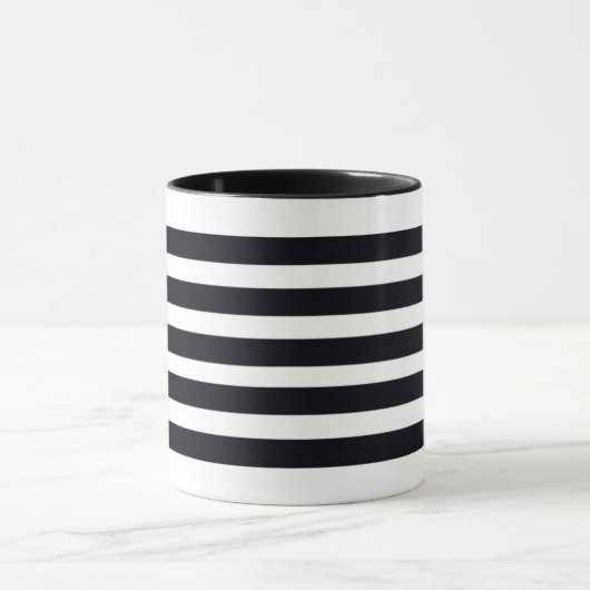 Moderne Schwarz-Weiß-Streifen Tee Tasse (Zentrum)