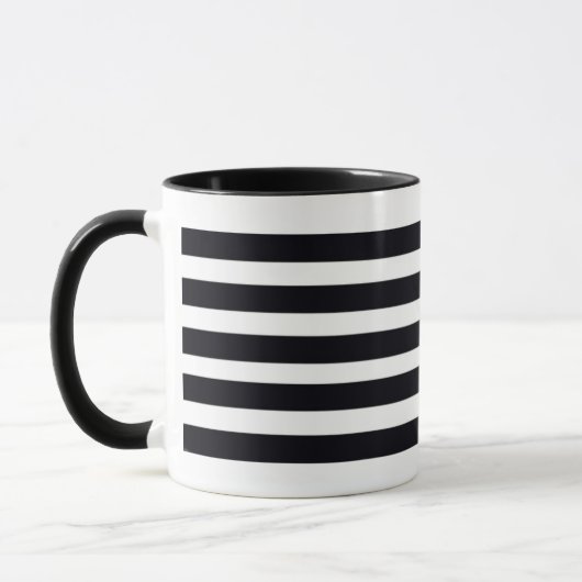 Moderne Schwarz-Weiß-Streifen Tee Tasse (Links)