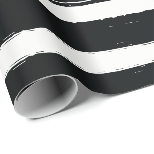 Moderne Schwarz/Weiß Streifen Trendsetter Geburtst Geschenkpapier (Rolleneckpunkt)