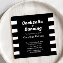 Moderne Schwarz-Weiß-Streifen Typografie Geburtsta